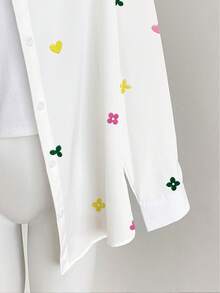 Resyla Women's Casual Loose All-Over Print Long Sleeve Shirt, Autumn - Multicolor - View 4