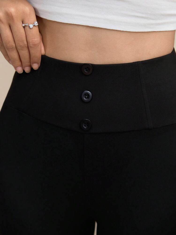 Modelyn Leggings de cintura alta de unicolor cómodos y casuales para mujer - Negro - Añade 8