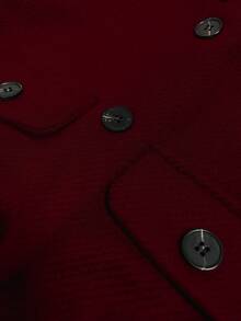 GlowEve CURVE Plus Size Elegant Commuter Color Block Blazer Jacket - Burgundy - View 4