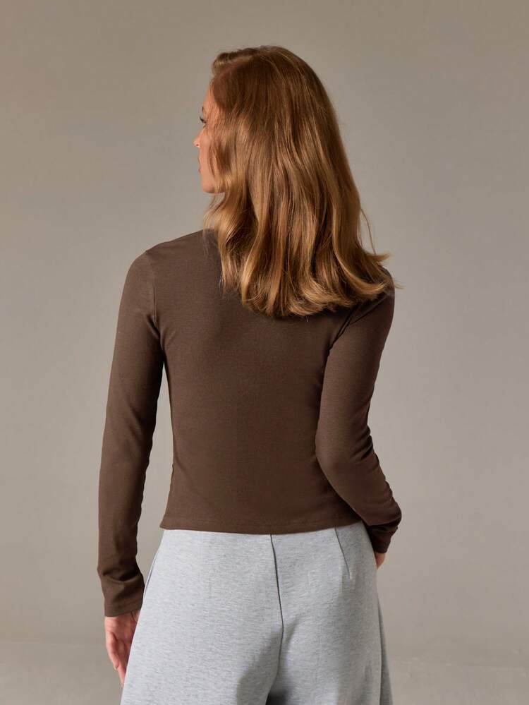 Scoop Neck Button Cardigan With Pointelle Trim