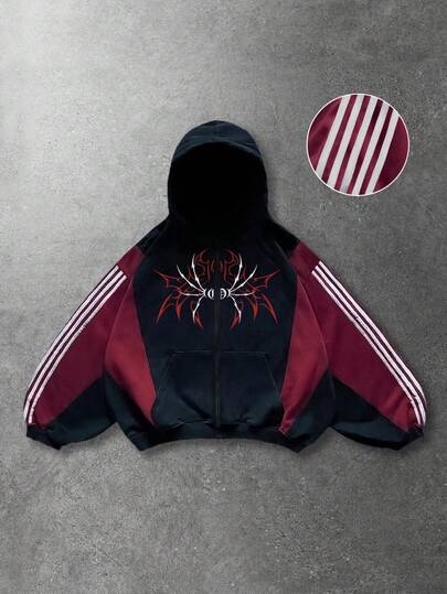 Sudadera con capucha de corte holgado y bloques de color para hombre