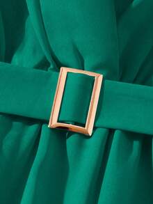Lyxana Robe évasée à manches évasées avec taille cintrée élégante pour femmes, convient pour les déplacements quotidiens, les affaires, les rendez-vous romantiques à la française, les fêtes, Noël, manches longues rouges - Vert - Voir 6