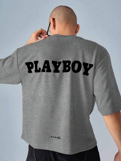 PLAYBOY X SUMWON Camiseta corta oversize con estampado grande en la espalda y logotipo pequeño en el pecho