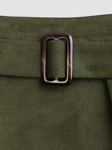 GlowEve 标准尺寸女士优雅腰带设计裙子，秋冬 - 軍綠色 - 查看 6