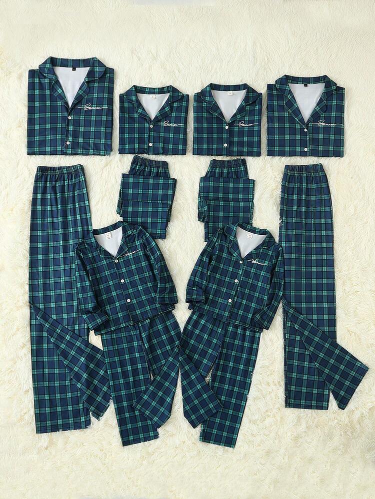 Button Up Plaid Pajama Set