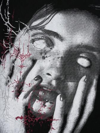 Street Life Camiseta de manga larga con cuello redondo y estampado gráfico de estilo gótico para hombre, otoño/invierno