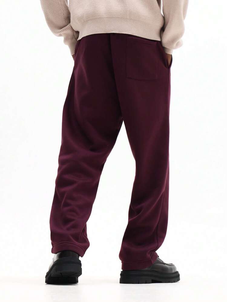 Burgundy Straight Fit Sweatpants With Drawstring