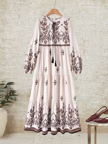 Rusticease 女士度假休闲印花系领连衣裙 - 彩色 - 查看 6