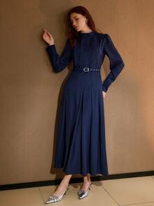 MOTF PREMIUM ELEGANT FOLD PLEATED DRESS - Blue - View 5
