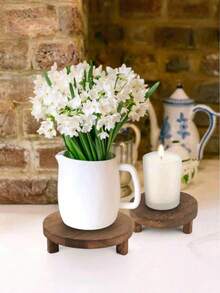 1/3Pcs Wooden Risers For Display Wood Pedestal Stand For Display Mini Riser Stand Round Wooden Riser Holder Rustic Farmhouse Riser For Decor Tiered Tray Decor Riser For Home Kitchen, 3 Size