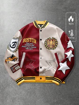 Unisex Patchwork Color Block Street Style Jacket, Autumn/Winter