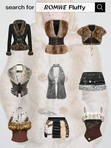 ROMWE Grunge Punk Spring Luxury Y2K Retro Sexy Faux Fur & Suede Patchwork Mid-Length Jacket For Women - Brown - View 5