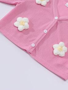 SHEIN 2pcs/Set Young Girls Knit Cardigan Jacket And Wide Leg Jeans Pants Outfit, Spring 2025 Korean Fashion, Floral Print Loose Straight Leg Jeans, Casual Chic Suitable For School, Vacation, Travel, Outdoor Activities, Back To School