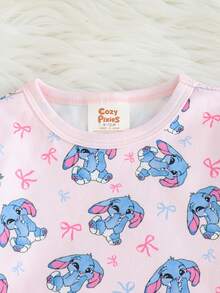 Baby Girl Snug Fit Pajama Set, Ballet Girl Knit Soft Crew Neck Long Sleeve Top And Elastic Waist Long Pants Cozy Pixies Baby Girl Set Baby Girl Stitch Pj Baby Girl Elephant Print Baby Girl Pj Set Toddler Pj Set Baby Girl Clothes Elephant Baby Girl Ocean Print Baby Girl Elephant Pajamas - Blue and White - View 4