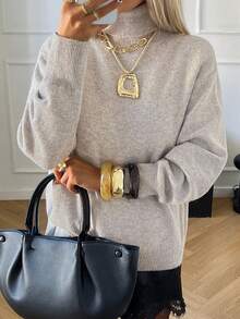 DAZY Women's Business Casual Turtleneck Sweater - Maroon - View 8