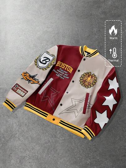 Unisex Patchwork Color Block Street Style Jacket, Autumn/Winter