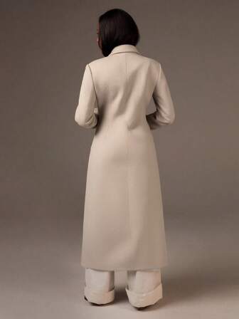 Athîral Dam enfärgad, vanlig axel, långärmad, elegant lång överrock med midja