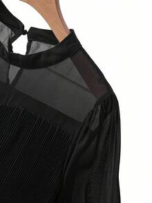 GlowEve CURVE Exquisite & Elegant  Plus Size Women Solid Color Lantern Sleeve Ruffle Hem Elegant Dress Fall Cloth For Women - Black - View 5