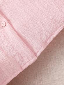 SHEIN Tween Girl Petal Collar Frill Crew Neck White Blouse, Suitable For Back To School,Holiday Summer Travel