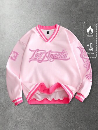 Prep Men's Casual Fashion Printed V-Neck Sweatshirt