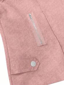 SHEIN LUNE Women's Casual Versatile Street Fashion Motorcycle Jacket Fall Winter Cloth For Women Autumn - Pink - View 6