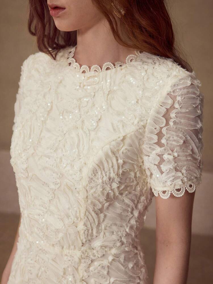 ELEGANT SEQUIN MERMAID HEM FITTED DRESS