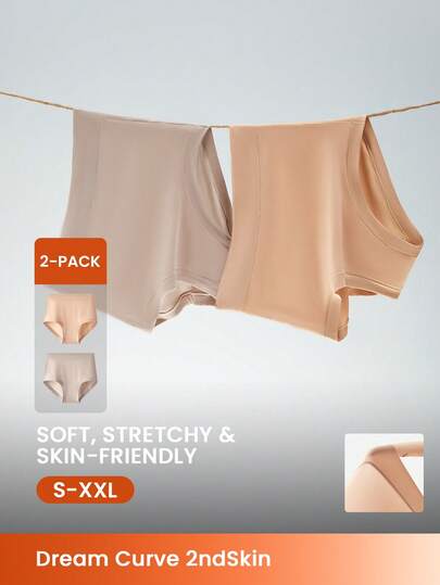 LUVLETTE Paquete de 2 bragas básicas de tiro medio sin marcas para mujer - Ropa interior cómoda y casual