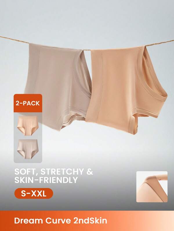 LUVLETTE Paquete de 2 bragas básicas de tiro medio sin marcas para mujer - Ropa interior cómoda y casual