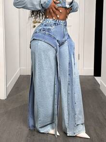 BamGleam Women's Casual Vintage Style Denim Jeans - Blue - View 5