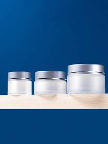 1PC Frosted Glass Cream Jar Liquid Foundations Face Cream Bottles Eye Shadow Lip Balm Makeup Jar - Silver - View 7