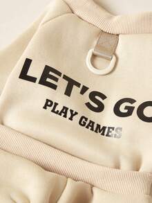 PETSIN 1pc Pet Cat Dog Universal Round Neck Pullover, Apricot Pink Gray Hoodie, Elastic And Comfortable Four Legged Clothes, Fashionable Printed Basic Style, Can Pull Dog Jumpsuit - Multicolor - View 9