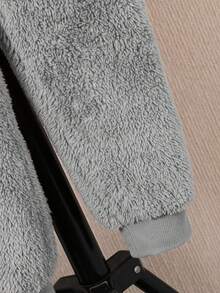 SHEIN Kids Boy Cute Bear Embroidered Cartoon Hooded Long Sleeve Jumpsuit, Casual Romper Suitable For School, Garden, Beach, Birthday, Spring, Summer, Autumn, Winter,Thanksgiving,Christmas,Winter,Winter Clothes,Cozy Fall & Winter Styles,Hoodie - Grey - View 6