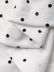 DAZY 女士波点印花褶皱V领无袖休闲背心，夏季 - 白色 - 查看 8