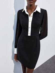Maija 2025 Zima Nowa Czarna Elegancka Sukienka Polo 2 w 1 Do Pracy Dla Kobiet, Nowoczesny Szyk, Miejski Dojazd, Codzienny Romantyczny Swobodny Strój w Stylu Lat 90., Boże Narodzenie, Nowy Rok, Święto Dziękczynienia, Plaża, Ukończenie Szkoły, Modny Strój, Odpowiedni dla Gości Weselnych, Gospodarzy, Randki, Imprezy, Koncertu, Brunchu, Lotniska i Na Wiele Okazje