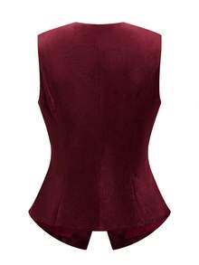Ellevyn Sleeveless Top And Pants Minimalist Commuter Elegant Linen Suit  Spring/Summer Valentine's Day Party - Burgundy - View 11