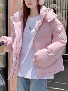 DAZY 女士宽松连帽棉服外套，冬季女装，冬季外套女夹克