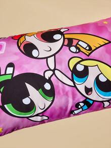 THE POWERPUFF GIRLS X SHEIN 两件装小女警爱心印花抛光枕套，一对，舒适柔软，抛光面料，保暖透气，多种尺寸可选，适合不同枕头（不含枕芯），图案包括泡泡、花朵和毛茛。 - 粉色 - 查看 7
