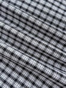 少女休闲简约舒适格子露背吊带衬衫 - 黑與白 - 查看 6