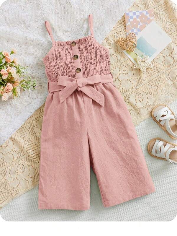 SHEIN Baby Girl Casual & Comfy Solid Color Jumpsuit