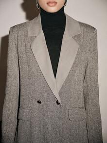 Lumivelle 女士商务套装双排扣西装外套和裤子套装 - 淺灰色 - 查看 7