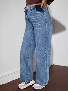 SHEIN Maternity Casual Loose Wide Leg Jeans