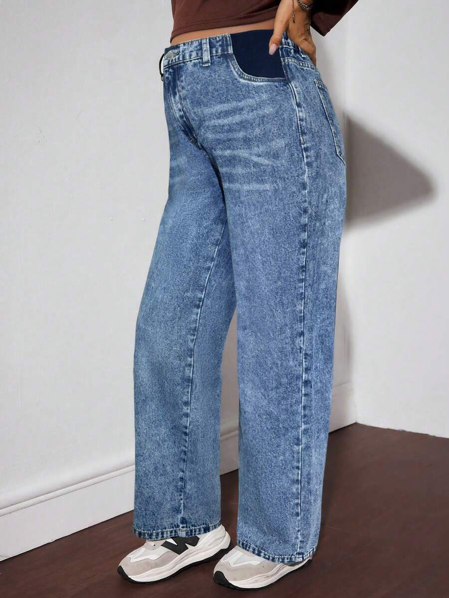 SHEIN Maternity Casual Loose Wide Leg Jeans