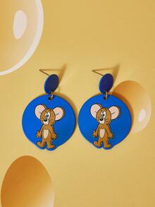 TOM & JERRY X SHEIN 1 Pair Fashionable Women's Popular Cartoon Element Zinc Alloy Earrings - Blue - View 2