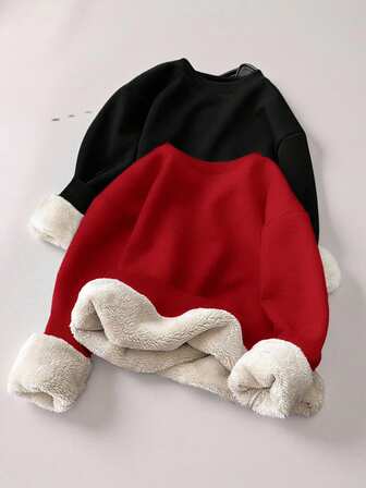 2件装男童百搭休闲舒适保暖加厚宽松长袖套头连帽衫套装，黑色、灰色、复古色，适合上学、花园、秋季和冬季穿着。