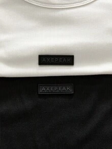 AXEPEAK Men's Casual Versatile Solid Color Tank Top With Embellished Patch - Black and White - View 6