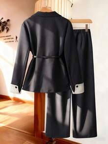 GlowEve Women's Elegant Versatile Business Casual Suit Set - Grey - View 2