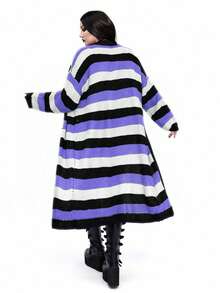 Whyspr New Versatile Casual Multi-Color Loose Fit Long Sleeve Long Cardigan Sweater - Multicolor - View 2