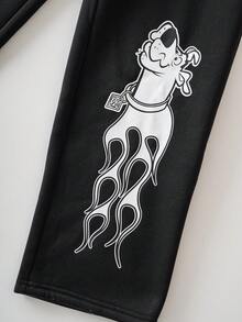 SCOOBY-DOO X SHEIN 2 Peças Conjunto de Moletom e Calça de Moletom com Estampa de Cachorro Vintage para Meninos Pré-Adolescentes - Preto - Visão 10