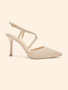 CUCCOO BASICS 女士尖头搭扣设计日常百搭时尚高跟鞋 - 杏色 - 查看 3