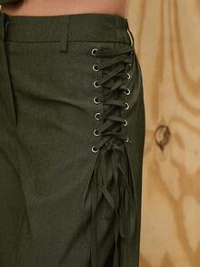 COUREZ Lattice Detail Overized Fit Tailored Trousers /Y2K Going Out Outfits Wide Leg Pants Fall Clothes For Women Winter Clothes For Women Wide Leg Pants Elegant Office